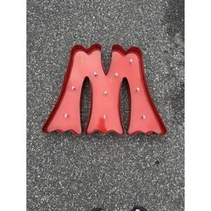 Marquee Letter "M" Decorative Sign Red Light Up Metal Home Decor Party